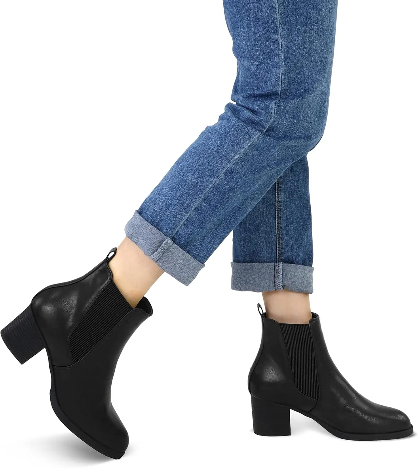 COASIS Women's Chelsea Boots Chunky Block Heel Slip On Ankle Booties with Elastic Sided