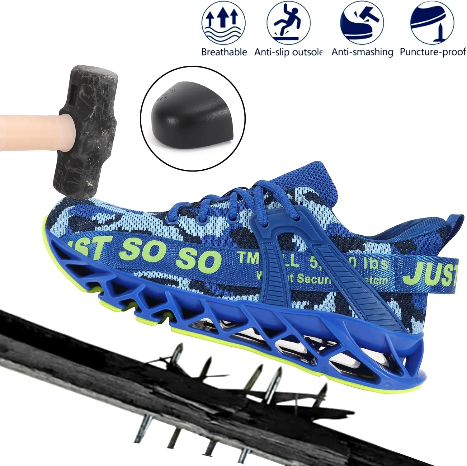 COKAFIL Steel Toe Shoes for Men Women Slip On Work Safety Cap Sneakers Comfortable Puncture Proof Slip Resistant Shoes