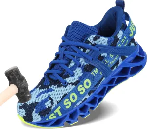 COKAFIL Steel Toe Shoes for Men Women Slip On Work Safety Cap Sneakers Comfortable Puncture Proof Slip Resistant Shoes