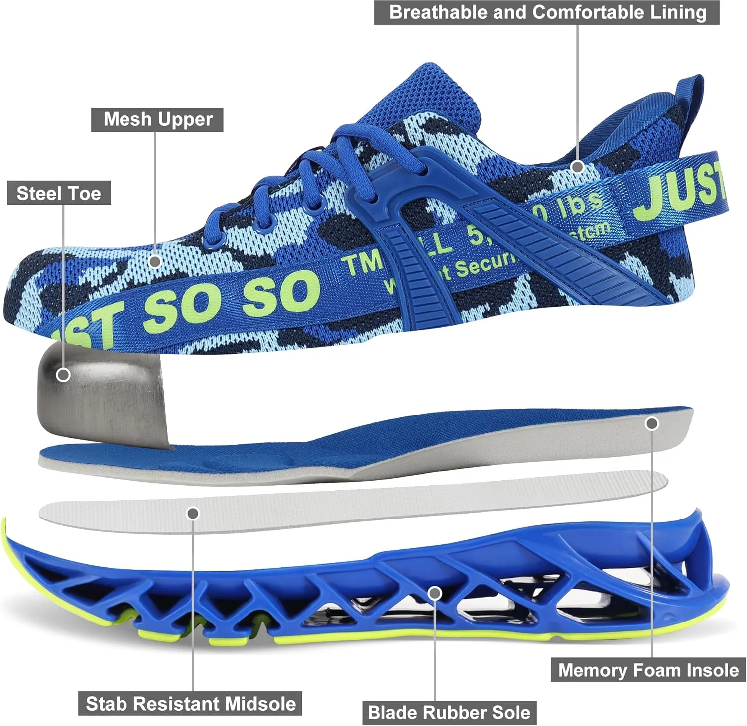COKAFIL Steel Toe Shoes for Men Women Slip On Work Safety Cap Sneakers Comfortable Puncture Proof Slip Resistant Shoes