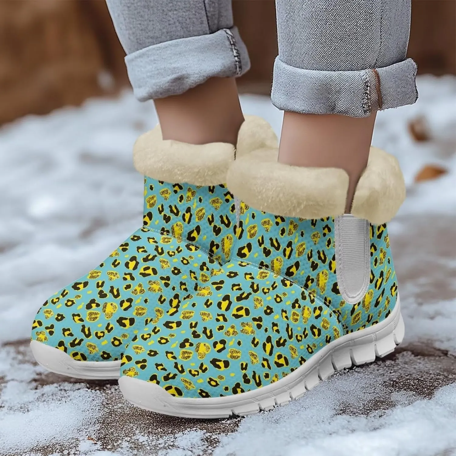 Coloranimal Womens Booties Winter Boots Womens Fuzzy Boots Winter Shoes Warm Fur Lined Snow Boots with Anti Skid Sole Walking Boots