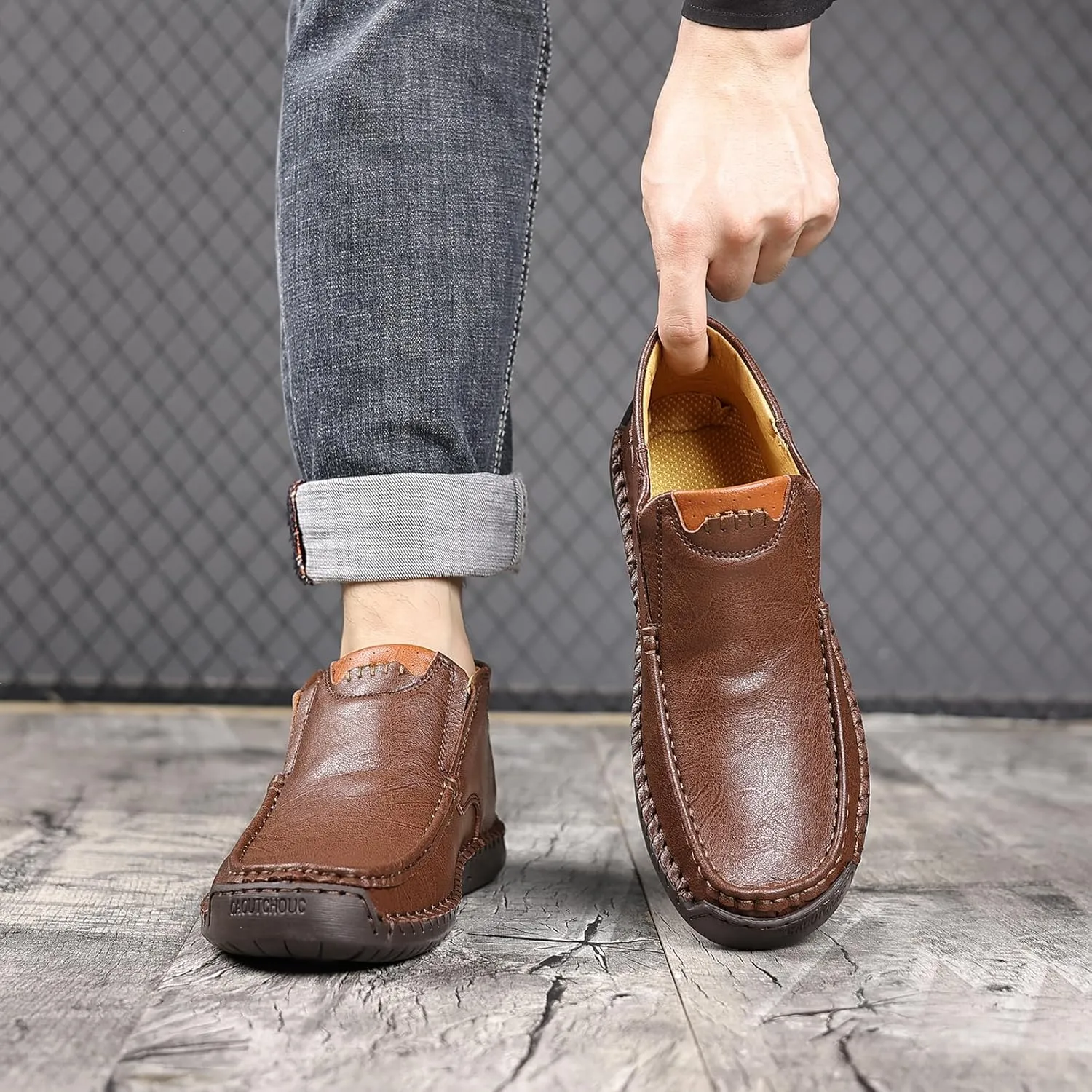 Coramtty Mens Business High-top Loafers Casual Slip on Shoes Lightweight Dress Refreshing Boots Classic Walking Driving Travel Outdoor