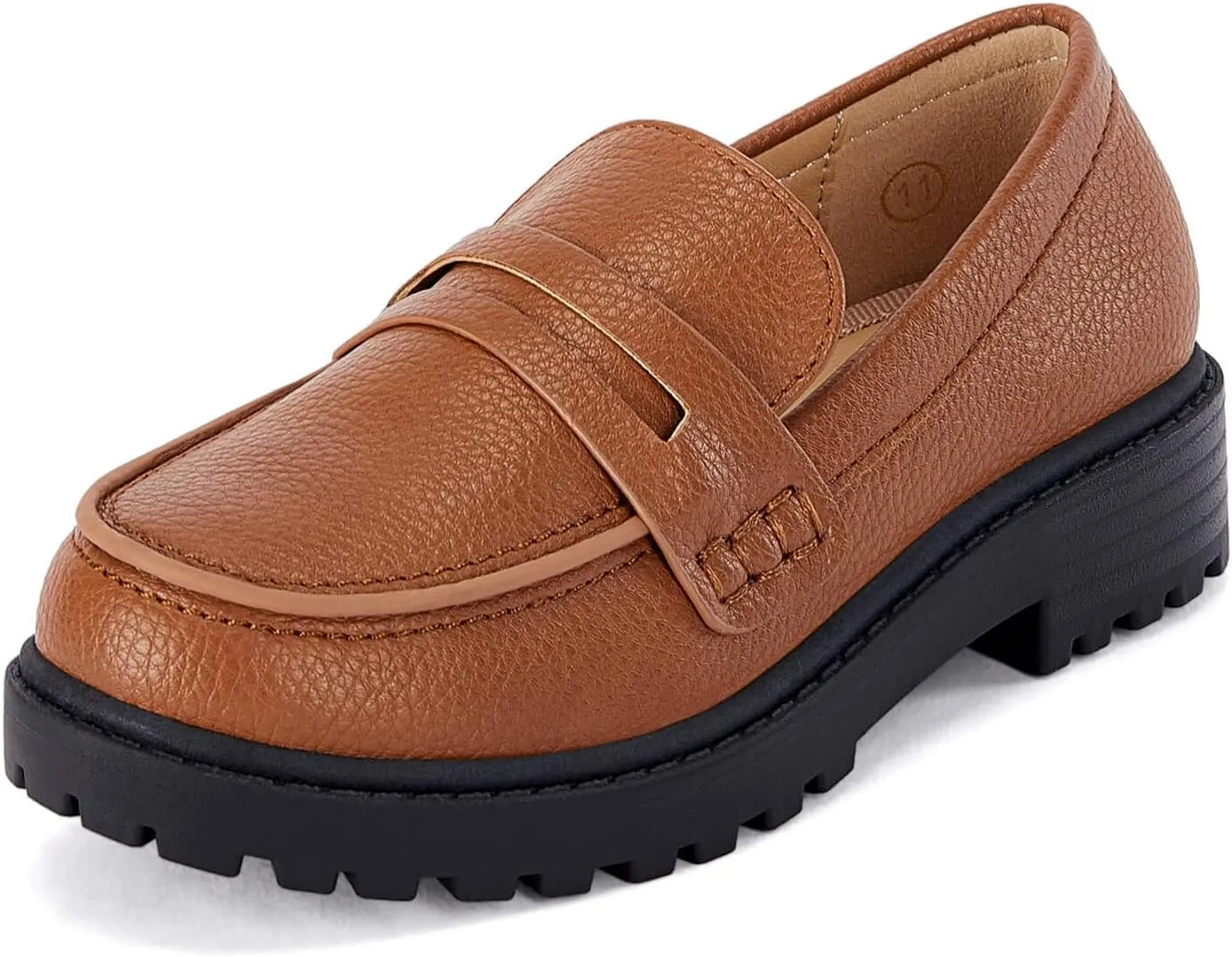 Coutgo Girls Slip On Penny Loafers Comfort Round Toe Platform School Uniform Dress Shoes