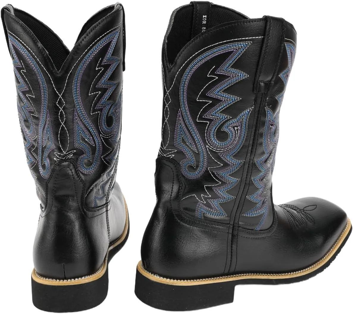 Cowboy Boots for Men Round Toe boots Embroidered Western Boots Traditional Country Boot Pull On Slip Resistant Boots