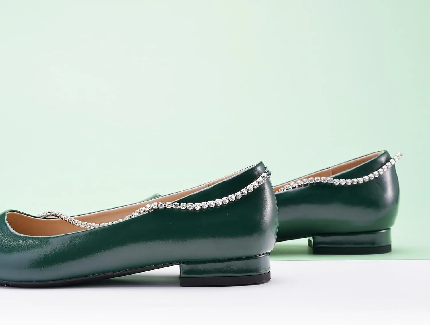C.Paravano Crystal Chain Pointed Toe Flats Comfortable Party Dressy Shoes for Women Designer Shoes Women's Flats
