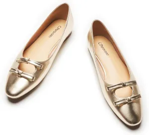 C.Paravano Women's Ballet Flats Bowknot Hollow-Out Design Round Toe Dress Shoes for Women Comfortable Business Office Work Casual Shoes