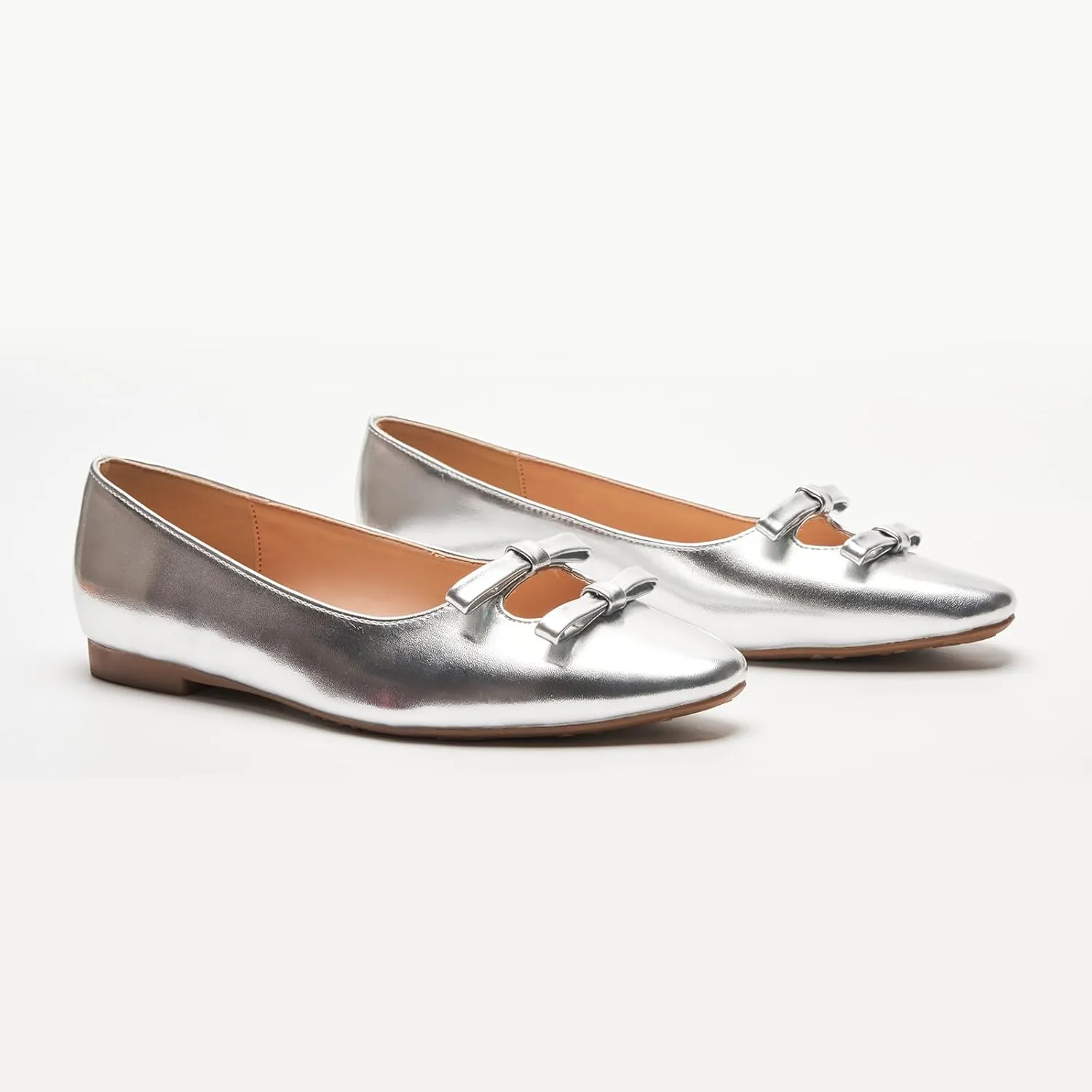 C.Paravano Women's Ballet Flats Bowknot Hollow-Out Design Round Toe Dress Shoes for Women Comfortable Business Office Work Casual Shoes