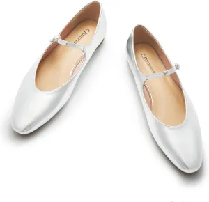 C.Paravano Women's Mary Jane Flats | Almond Toe Flats for Women | Leather Ballet Flats with Strap | Fashion Comfortable Work & Casual Shoes for Daily Wear,Walking