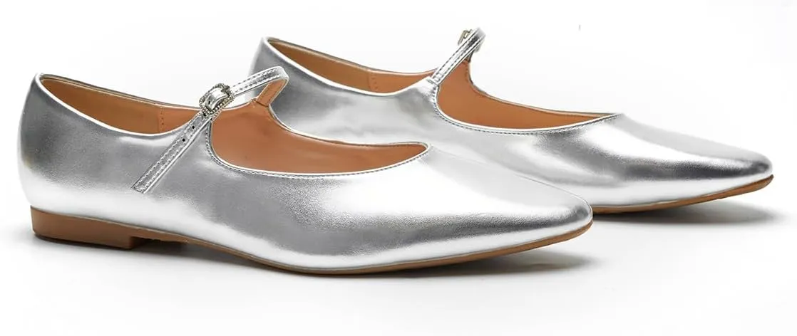 C.Paravano Women's Mary Jane Flats | Almond Toe Flats for Women | Leather Ballet Flats with Strap | Fashion Comfortable Work & Casual Shoes for Daily Wear,Walking