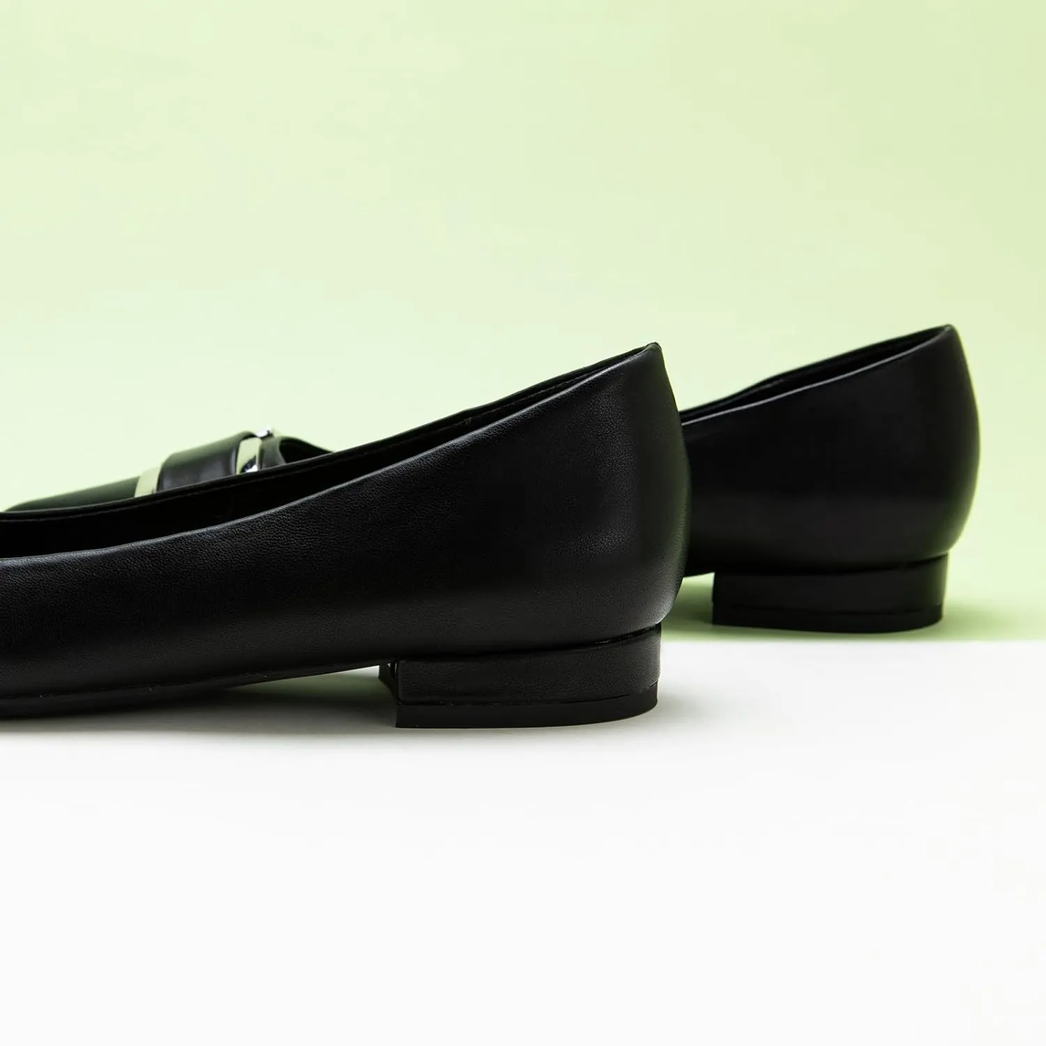 C.Paravano Women's Pointed Toe Flats | Soft Leather Ballet Shoes with Square Buckle | Comfortable Slip On Work Shoes | Dressy Flats for Office, Travel & Daily Wear