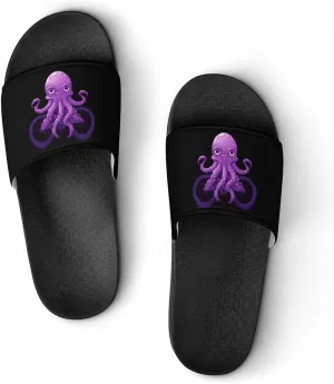 Cute Octopus Bicycles Home Slipper PVC Open Toe Shower Shoes Non-Slip Bathroom Sandals Pool Sandals for Men Women