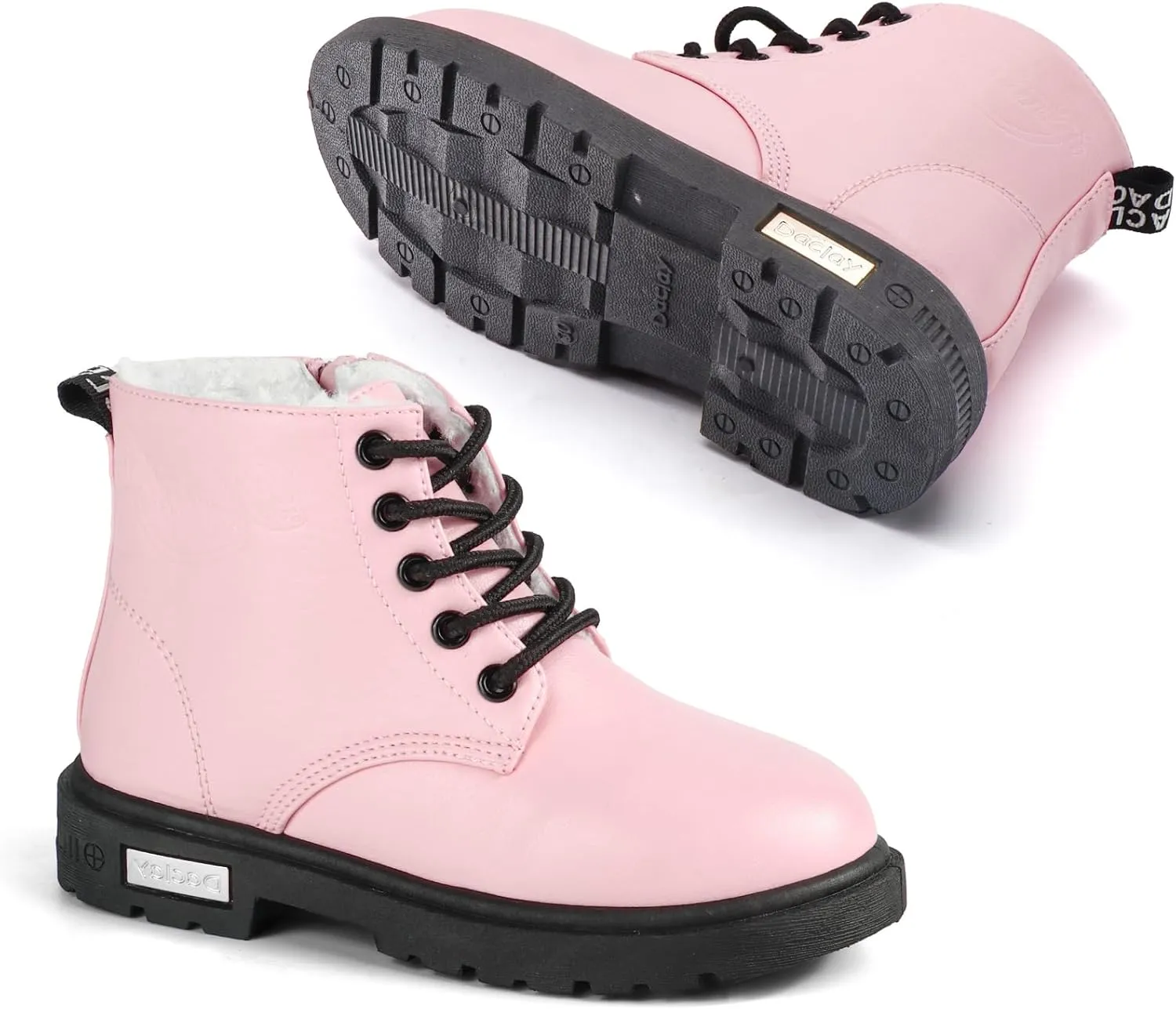 Daclay Kids Boots Children Boys and Girls Candy-Colored Waterproof and Velvet Boots
