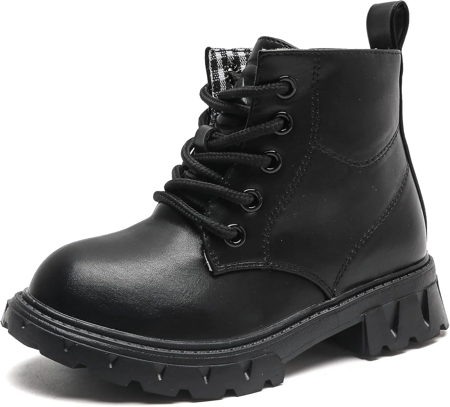 DADAWEN Boys Girls Glitter Ankle Boots Kids Lace Up Waterproof Combat Shoes With Side Zipper for Toddler/Little Kid/Big Kid