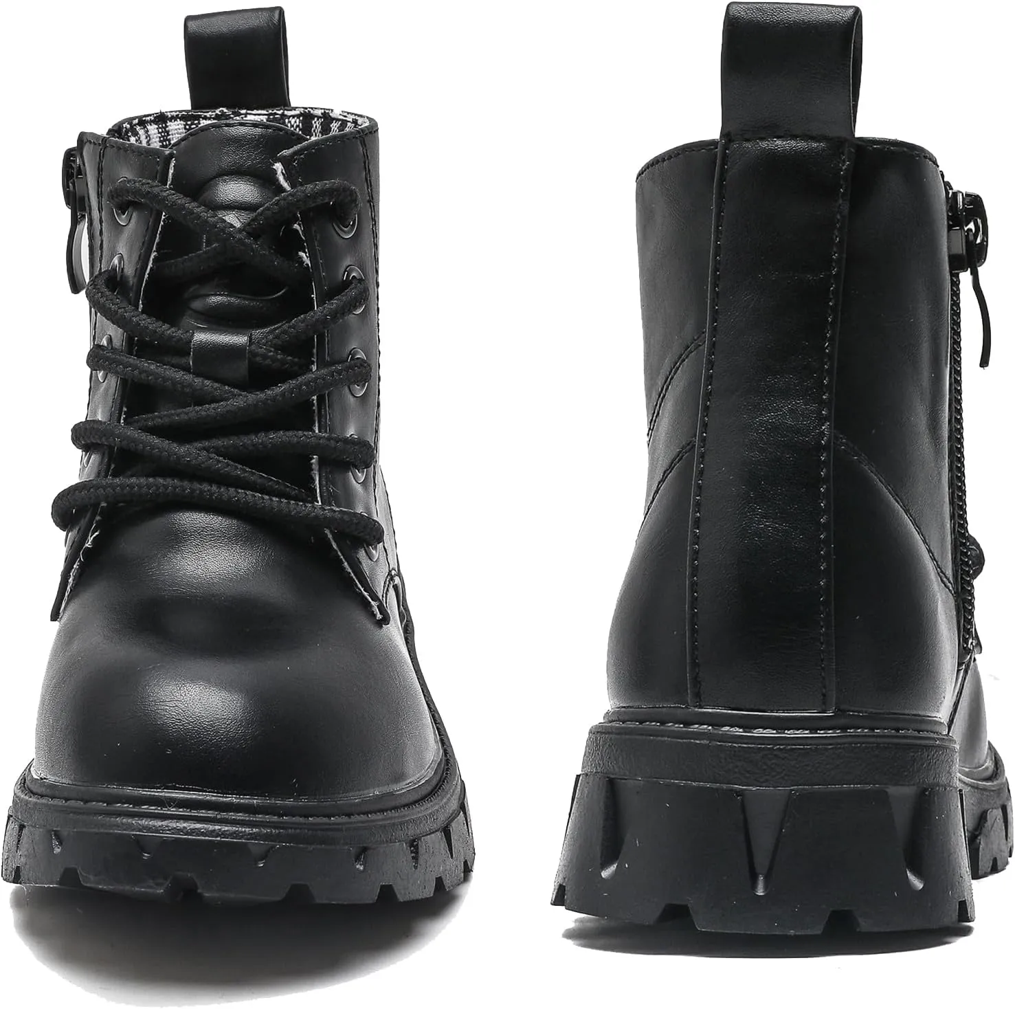 DADAWEN Boys Girls Glitter Ankle Boots Kids Lace Up Waterproof Combat Shoes With Side Zipper for Toddler/Little Kid/Big Kid