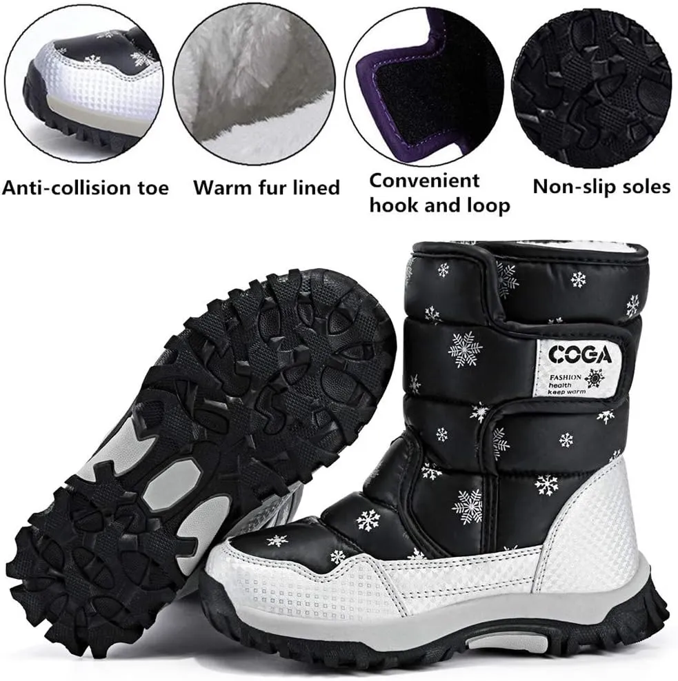 DADAWEN Girls Boys Snow Boots Winter Outdoor Waterproof Slip Resistant Cold Weather Shoes (Toddler/Little Kid/Big Kid)