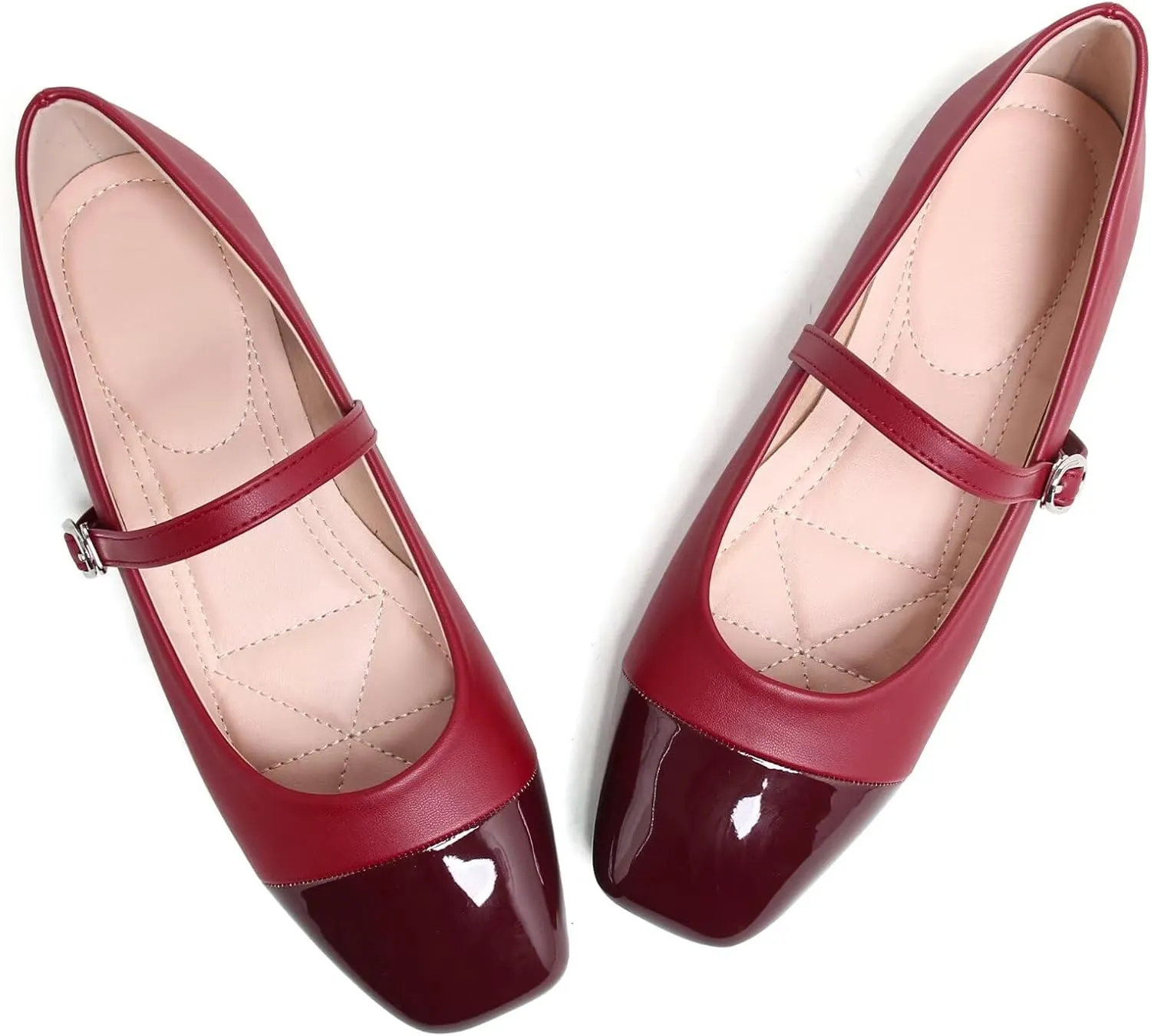Dear Time Mary Jane Flats for Women Ballets Flats Strap Shoes Dressy Comfortable Square Toe Mary Jane Buckle Flats Shoes