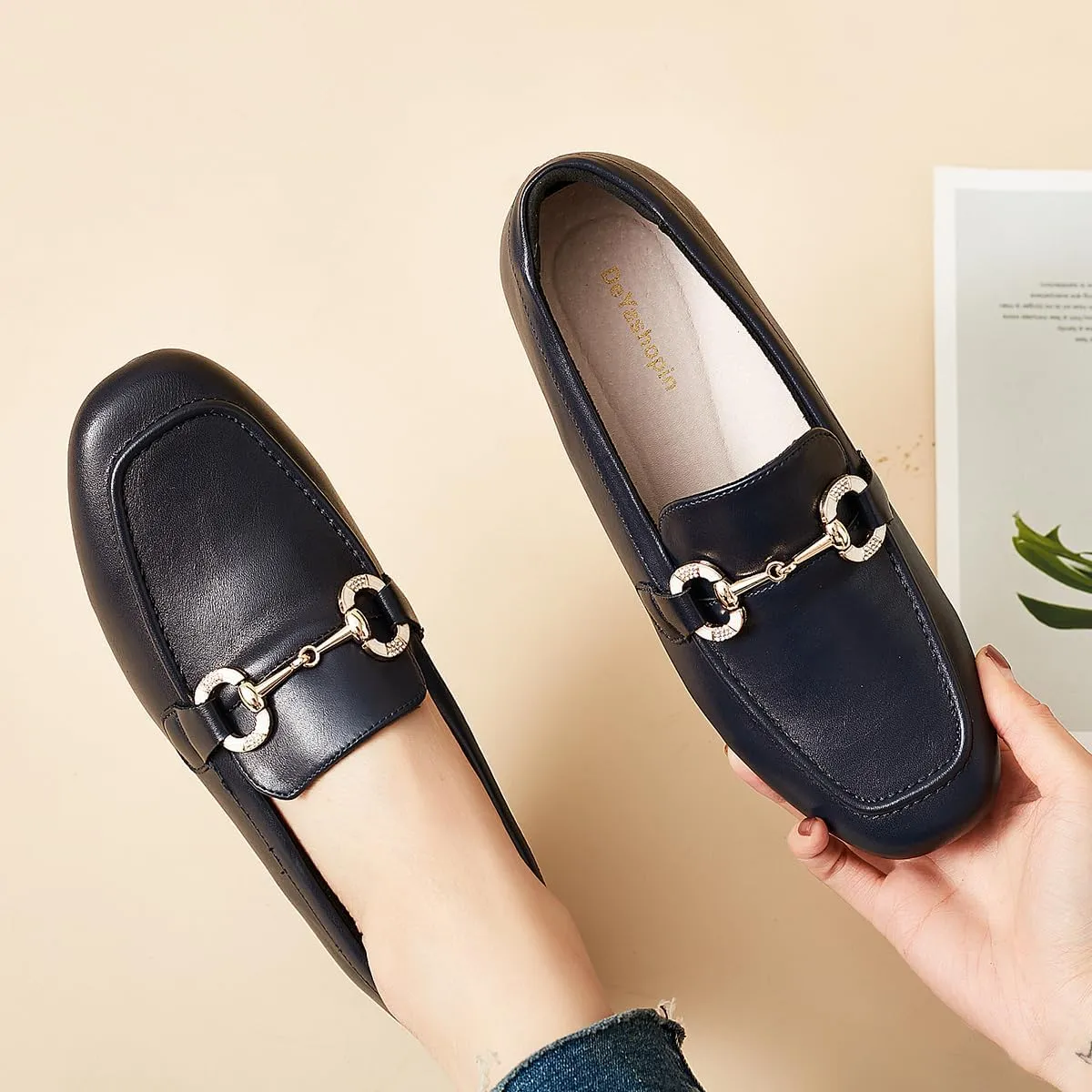 DeYashopin Womens Loafers Shoes Fashion Low Heel Slip on Shoes Comfortable Driving Flats