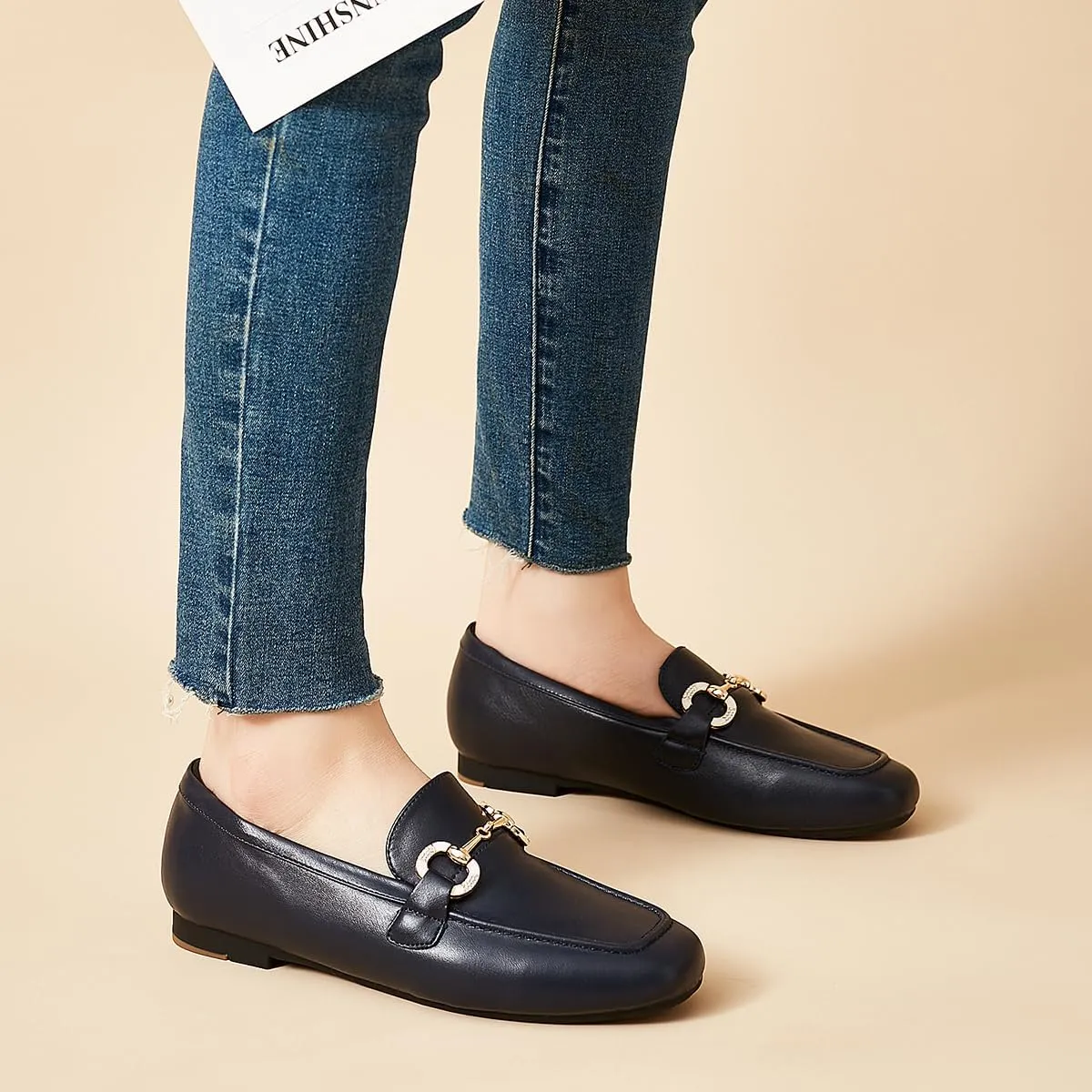 DeYashopin Womens Loafers Shoes Fashion Low Heel Slip on Shoes Comfortable Driving Flats