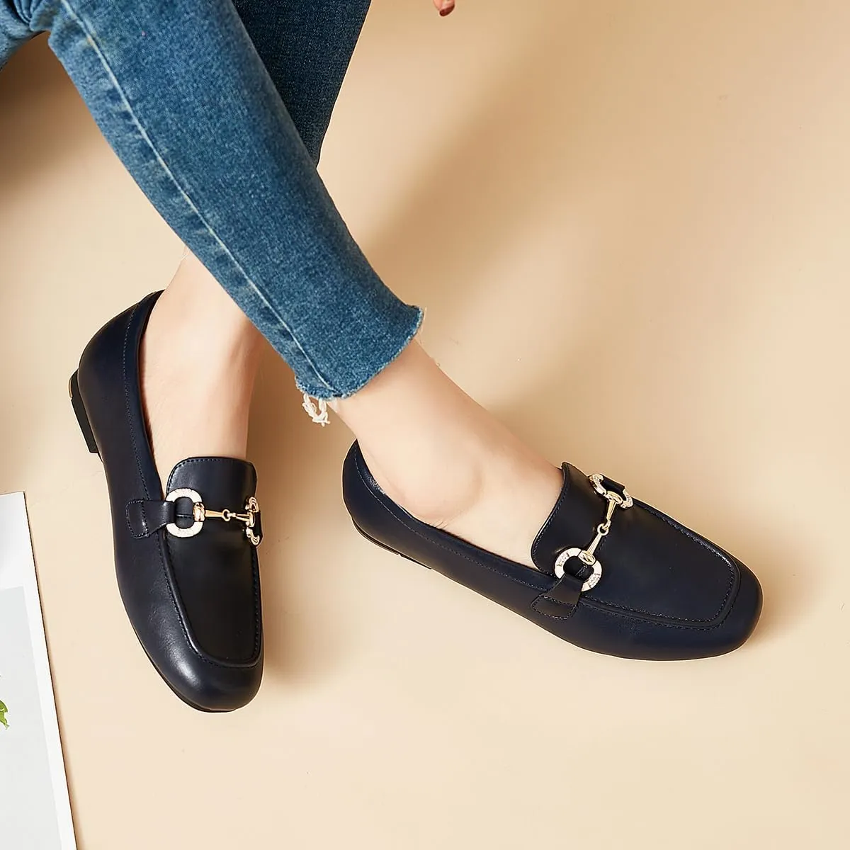 DeYashopin Womens Loafers Shoes Fashion Low Heel Slip on Shoes Comfortable Driving Flats