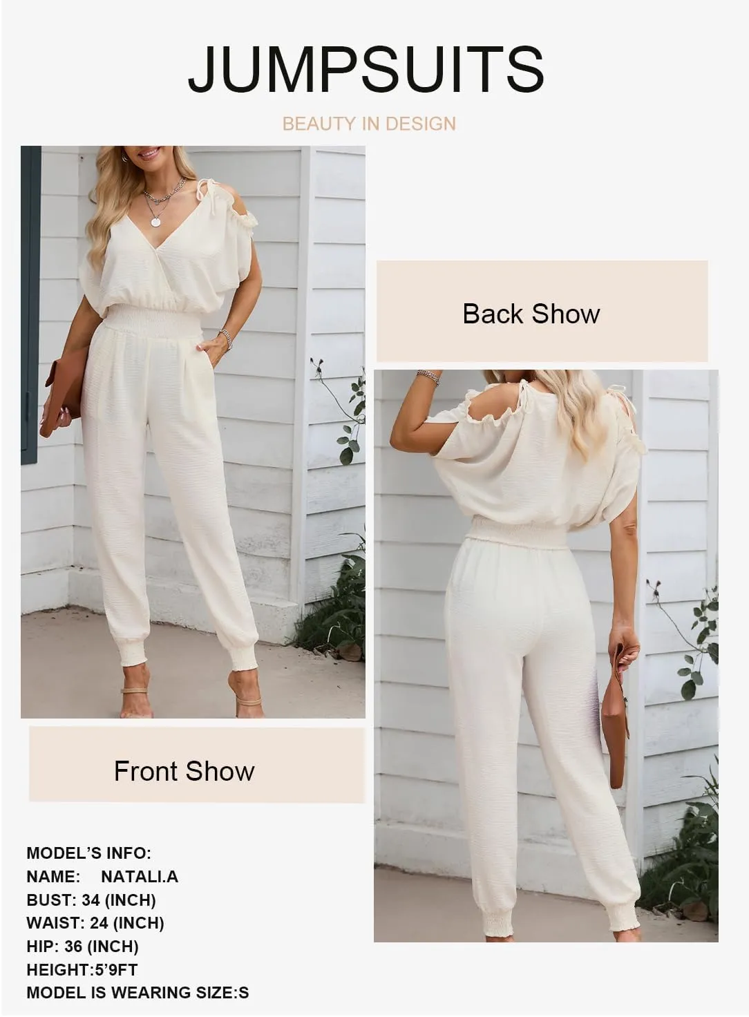 Dokotoo Jumpsuit for Womens Dressy Casual 2025 One Piece Romper Cold Shoulder Outfits for Summer