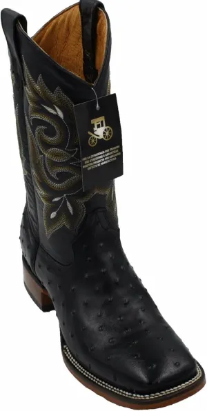 Dona Michi Men genuine cowhide leather square toe ostrich print western cowboy boots