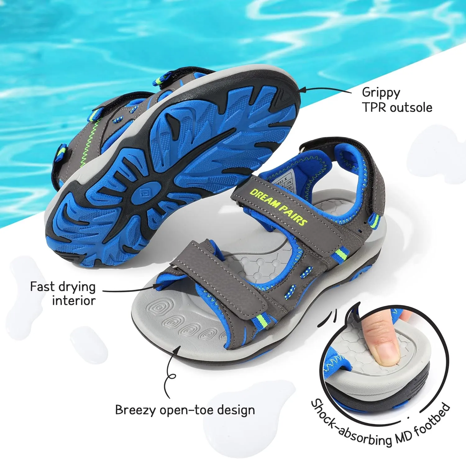 DREAM PAIRS Boys Girls Fashion Athletic Summer Sports Sandals(Toddler/Little Kid/Big Kid)