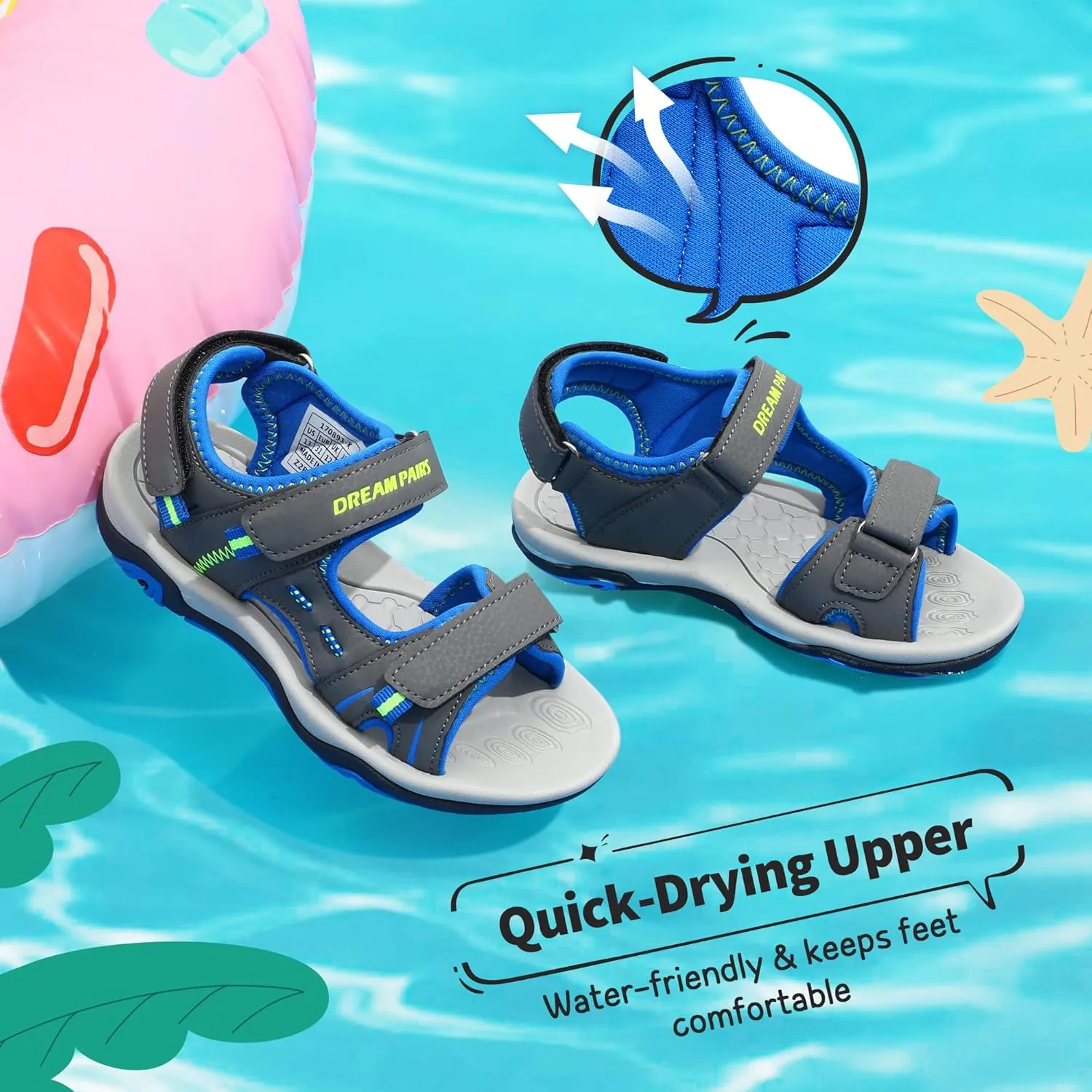 DREAM PAIRS Boys Girls Fashion Athletic Summer Sports Sandals(Toddler/Little Kid/Big Kid)