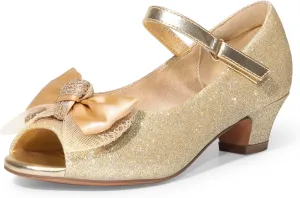 DREAM PAIRS Girls Heels Dress Shoes Flats for Wedding Bow Flower Princess Shoes for Little Kid/Big Kid