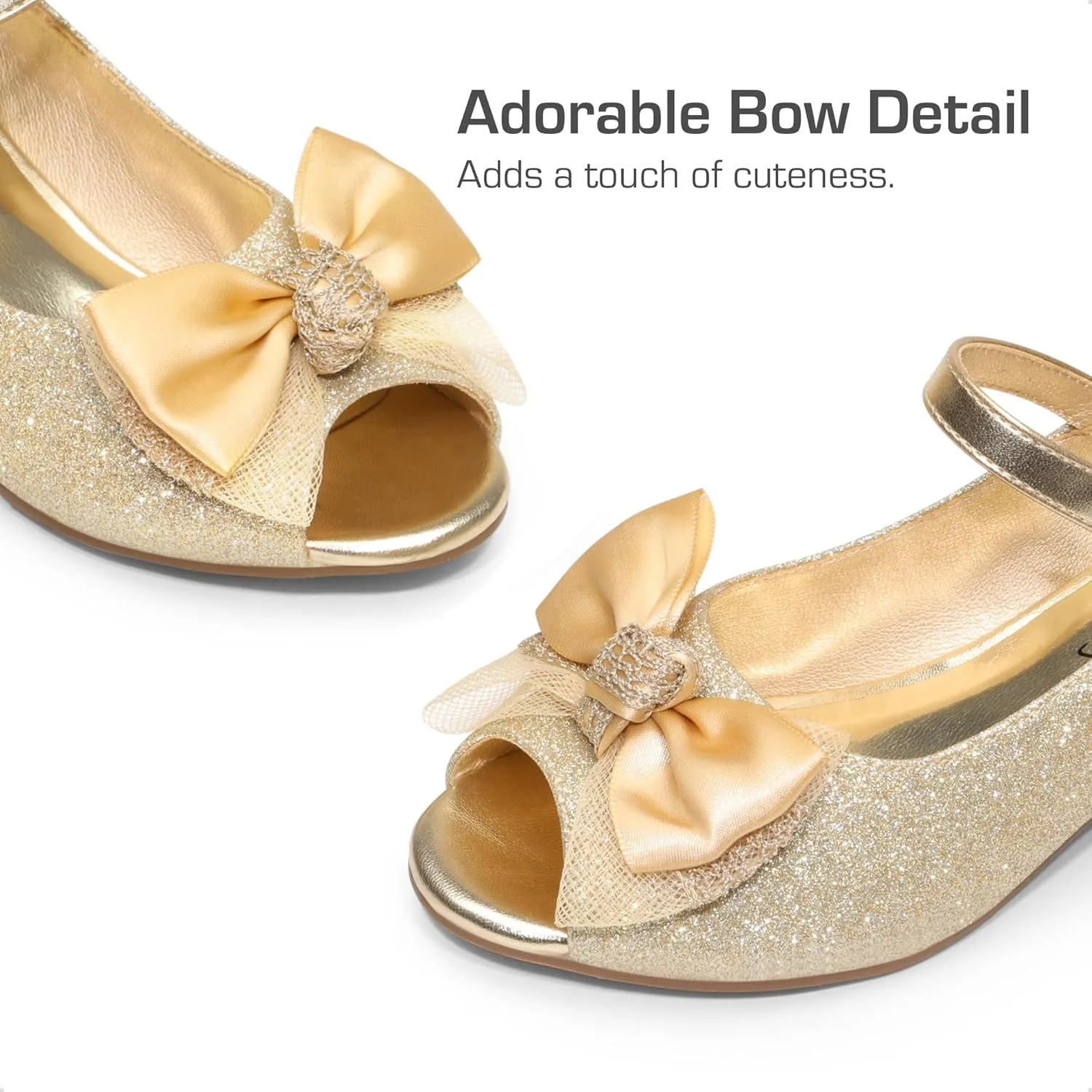 DREAM PAIRS Girls Heels Dress Shoes Flats for Wedding Bow Flower Princess Shoes for Little Kid/Big Kid