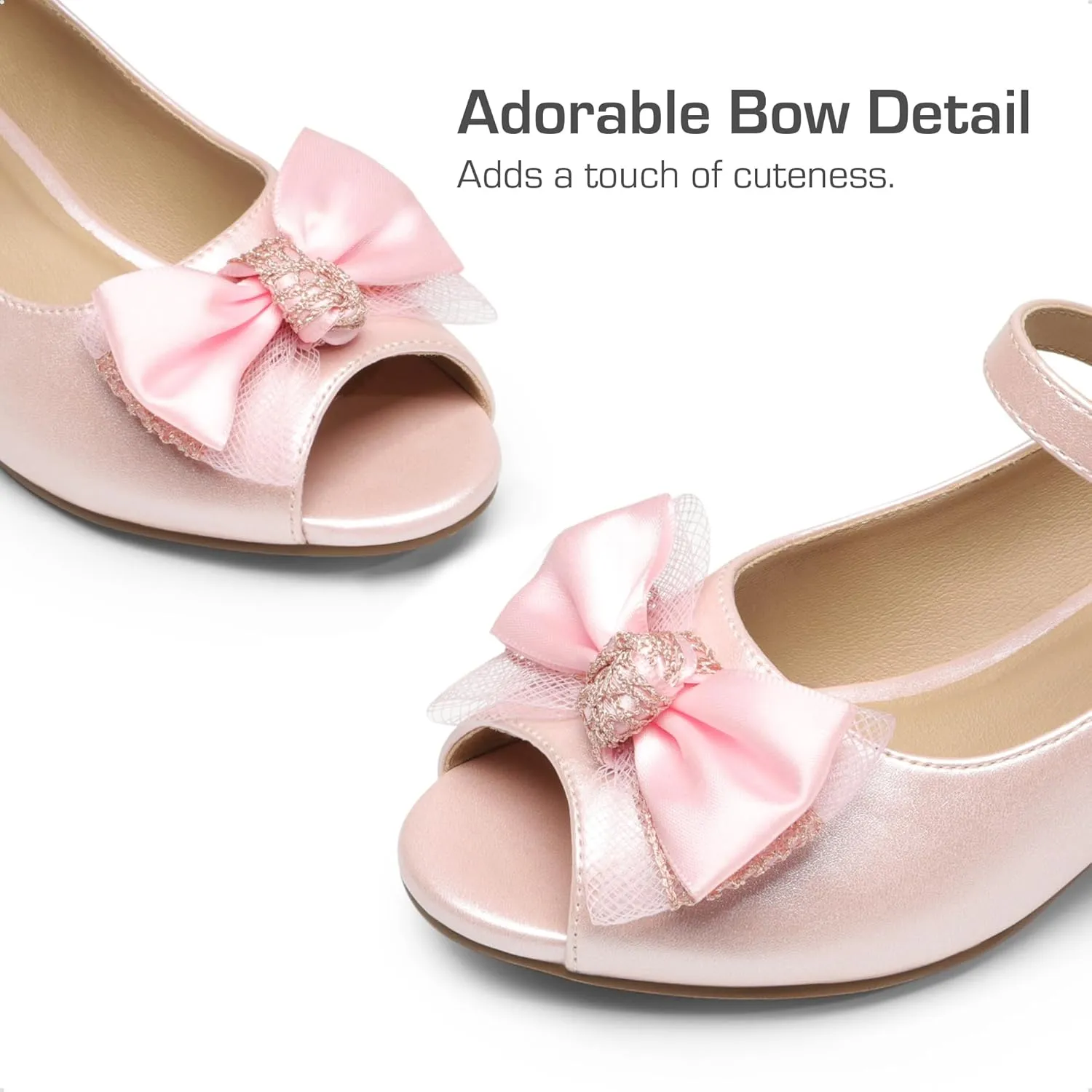 DREAM PAIRS Girls Heels Dress Shoes Flats for Wedding Bow Flower Princess Shoes for Little Kid/Big Kid