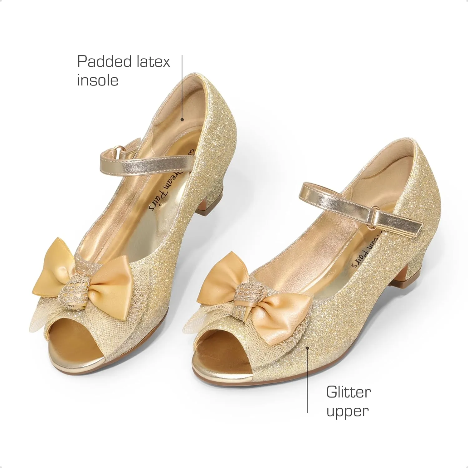DREAM PAIRS Girls Heels Dress Shoes Flats for Wedding Bow Flower Princess Shoes for Little Kid/Big Kid