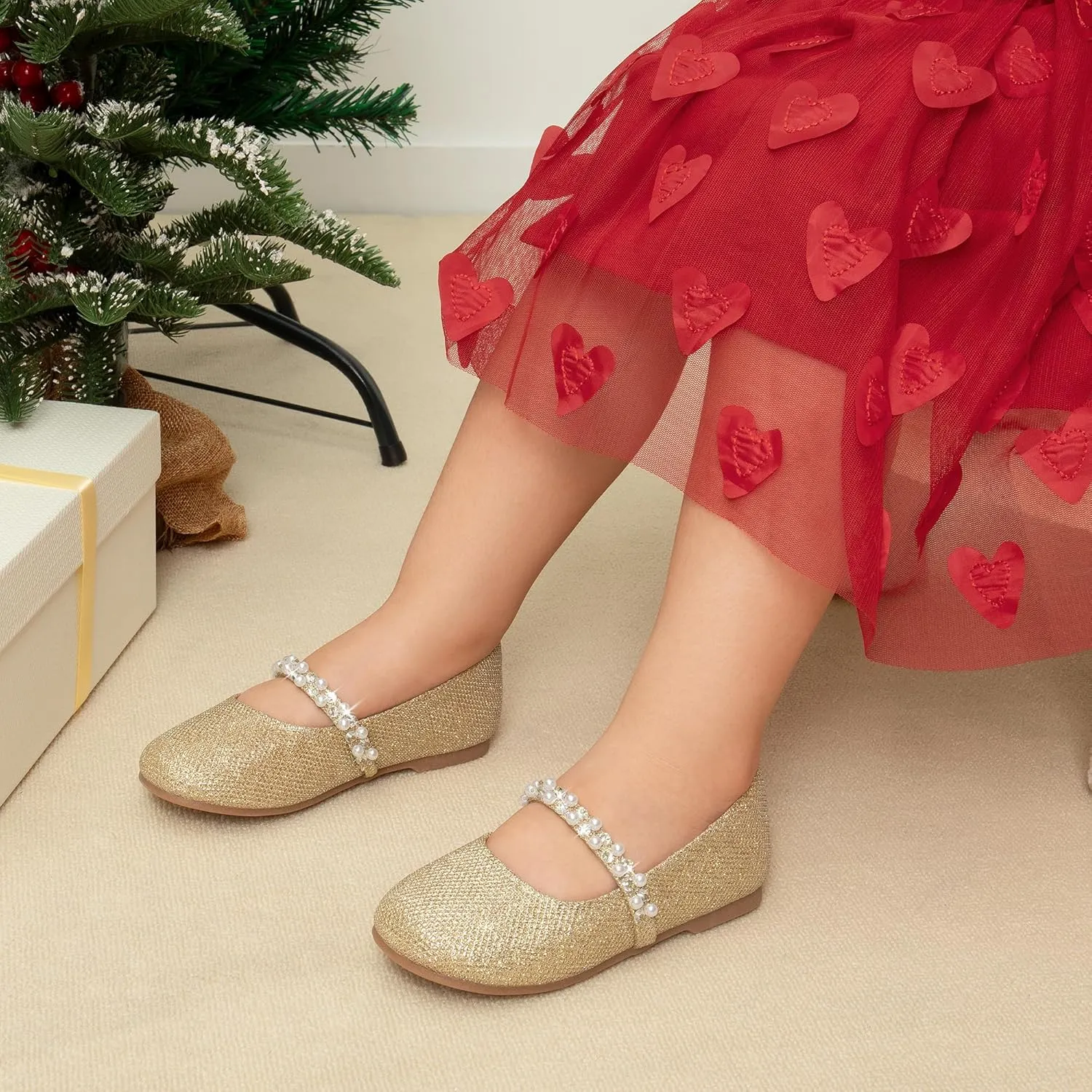 DREAM PAIRS Girls Mary Jane Dress Shoes Ballerina Flats for Wedding, Party (Toddler/Little Kid/Big Kid)