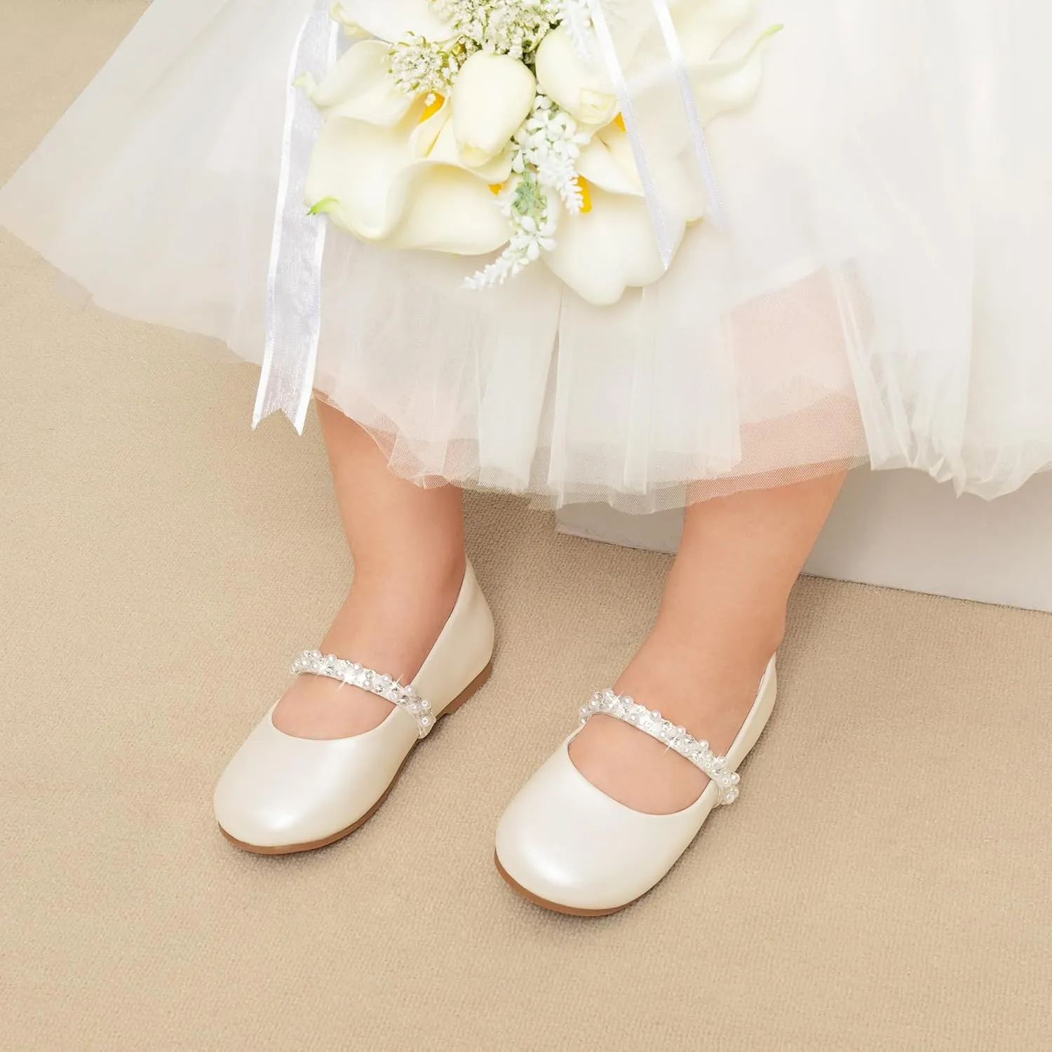 DREAM PAIRS Girls Mary Jane Dress Shoes Ballerina Flats for Wedding, Party (Toddler/Little Kid/Big Kid)