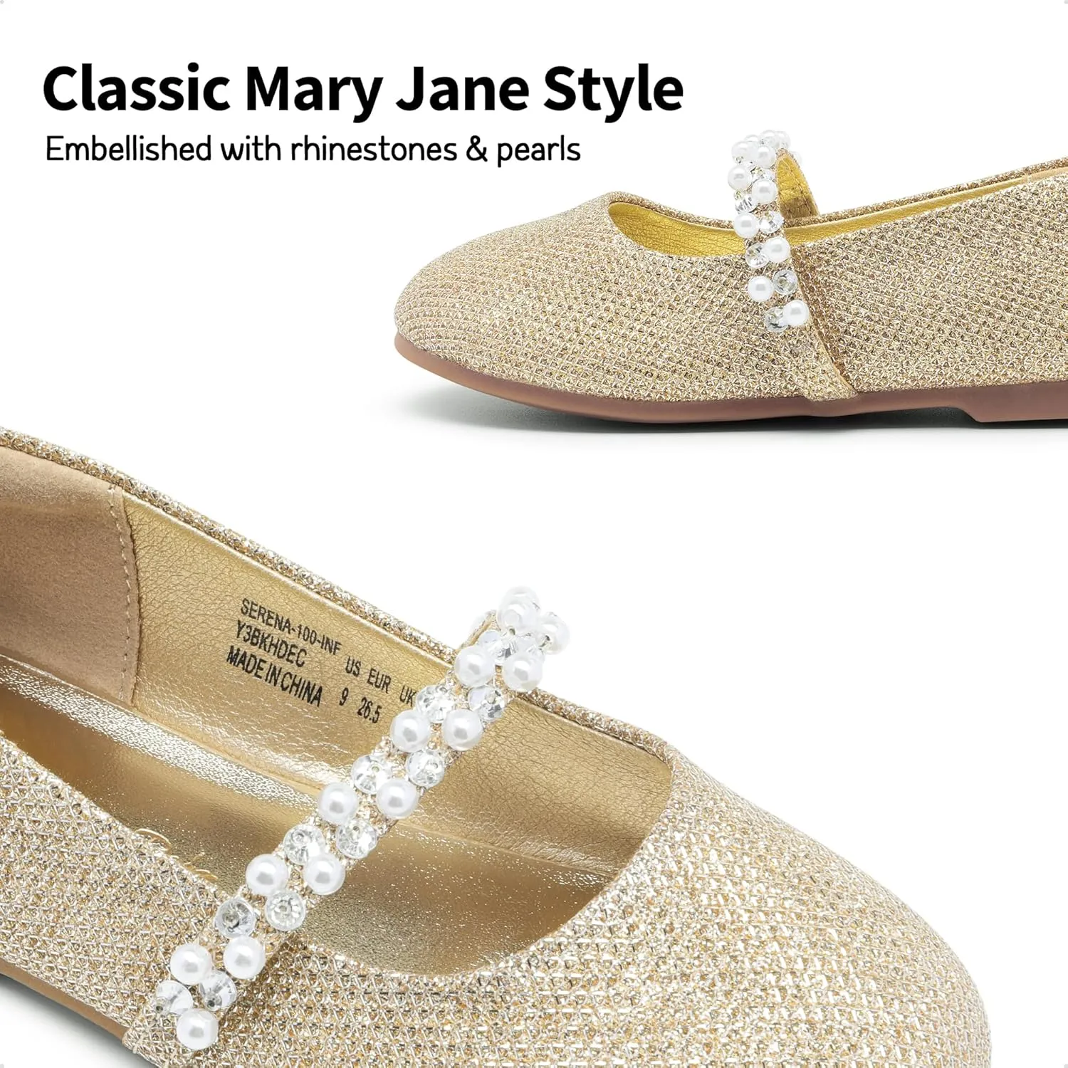 DREAM PAIRS Girls Mary Jane Dress Shoes Ballerina Flats for Wedding, Party (Toddler/Little Kid/Big Kid)