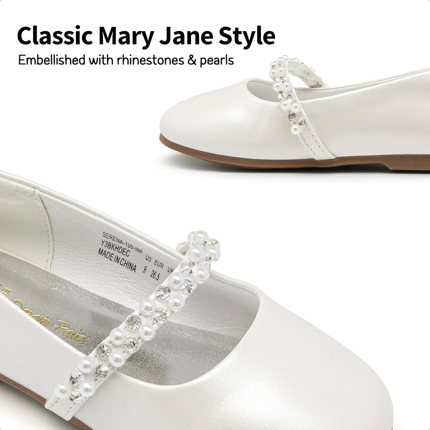 DREAM PAIRS Girls Mary Jane Dress Shoes Ballerina Flats for Wedding, Party (Toddler/Little Kid/Big Kid)