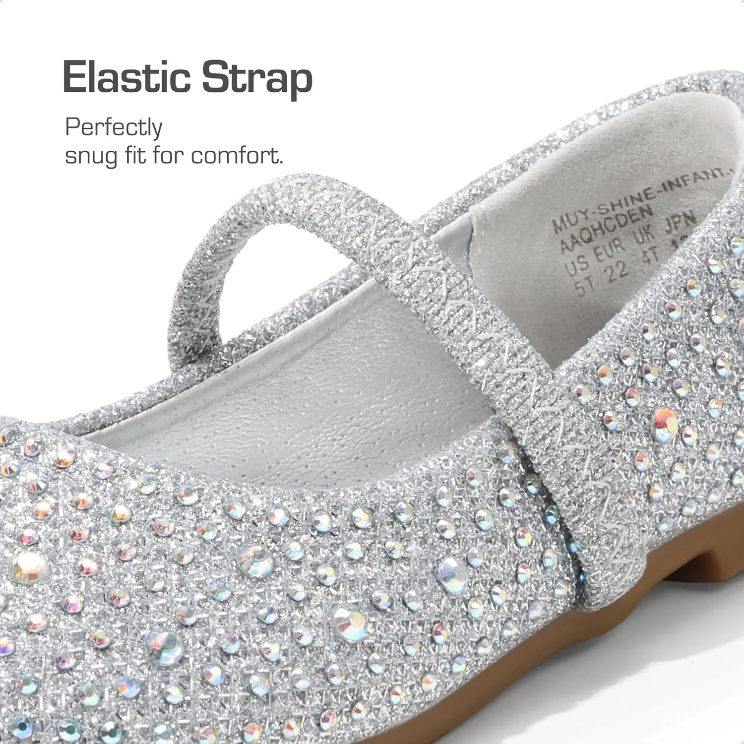DREAM PAIRS Girls Mary Jane Rhinestone Dress Shoes Slip On Ballet Toddler Flats for Party, Wedding, Christmas