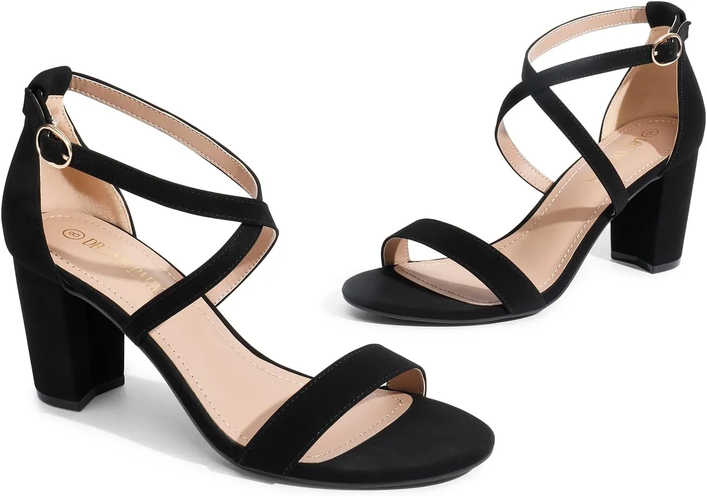 DREAM PAIRS Women’s Ankle Strap Dress Low Chunky Block Open Toe Heel Sandals for Party Wedding