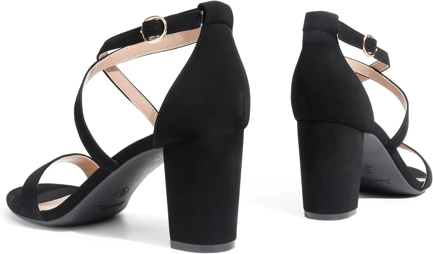 DREAM PAIRS Women’s Ankle Strap Dress Low Chunky Block Open Toe Heel Sandals for Party Wedding