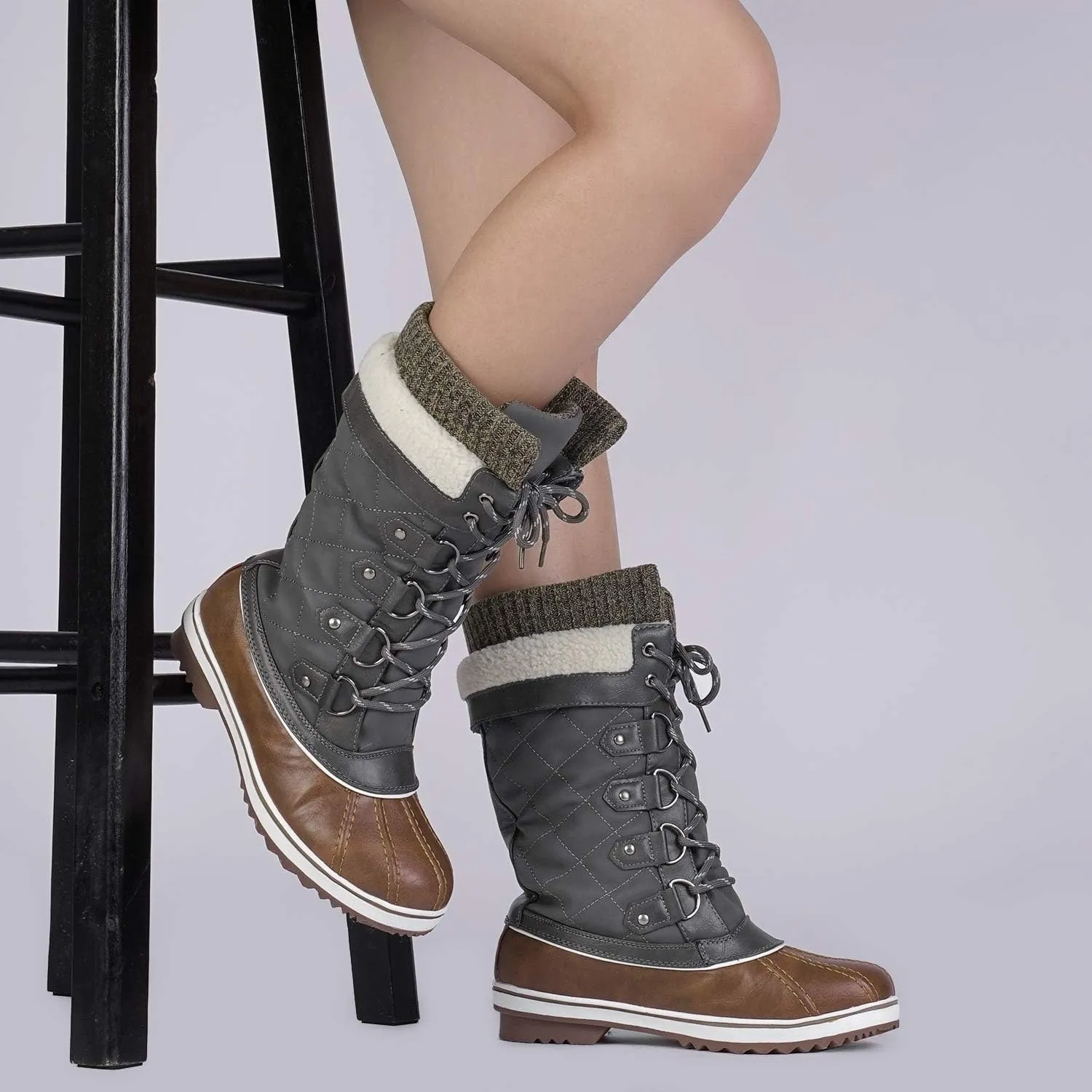 DREAM PAIRS Women's Mid-Calf Waterproof Winter Snow Boots MONTE_02