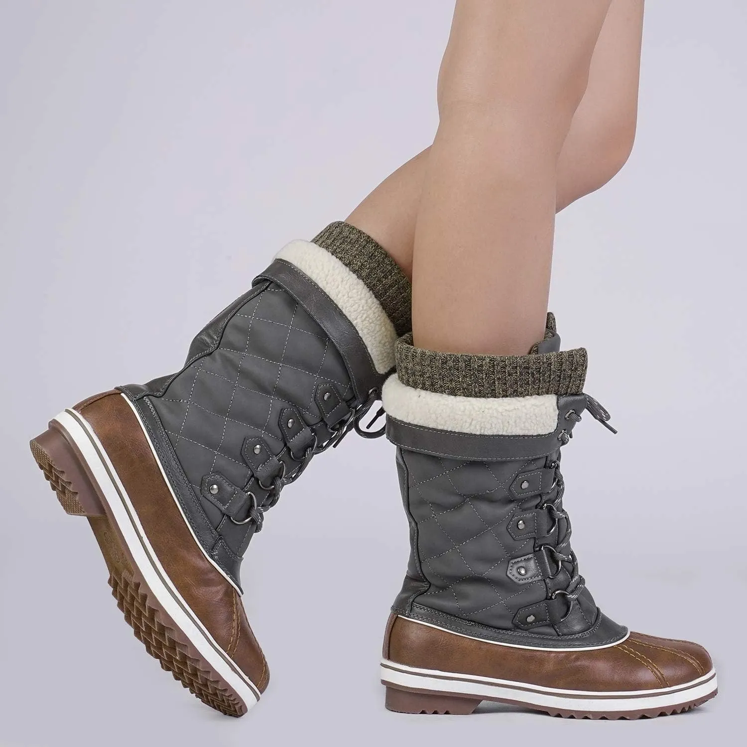 DREAM PAIRS Women's Mid-Calf Waterproof Winter Snow Boots MONTE_02
