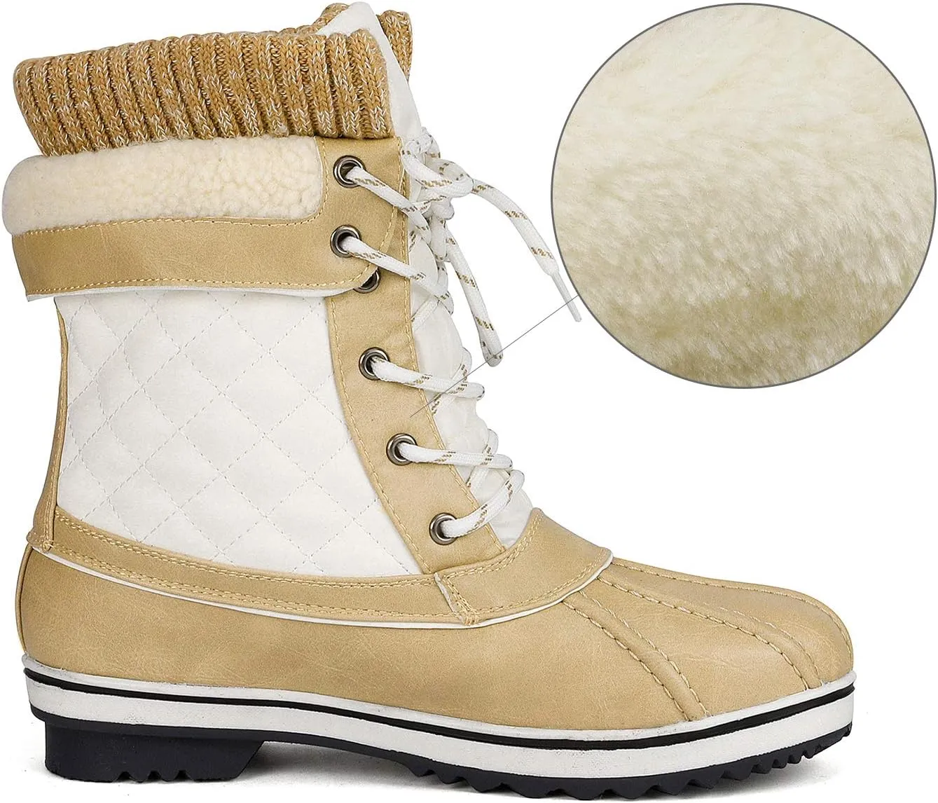 DREAM PAIRS Women's Mid Calf Waterproof Winter Snow Boots Monte