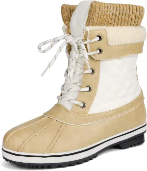 DREAM PAIRS Women's Mid Calf Waterproof Winter Snow Boots Monte