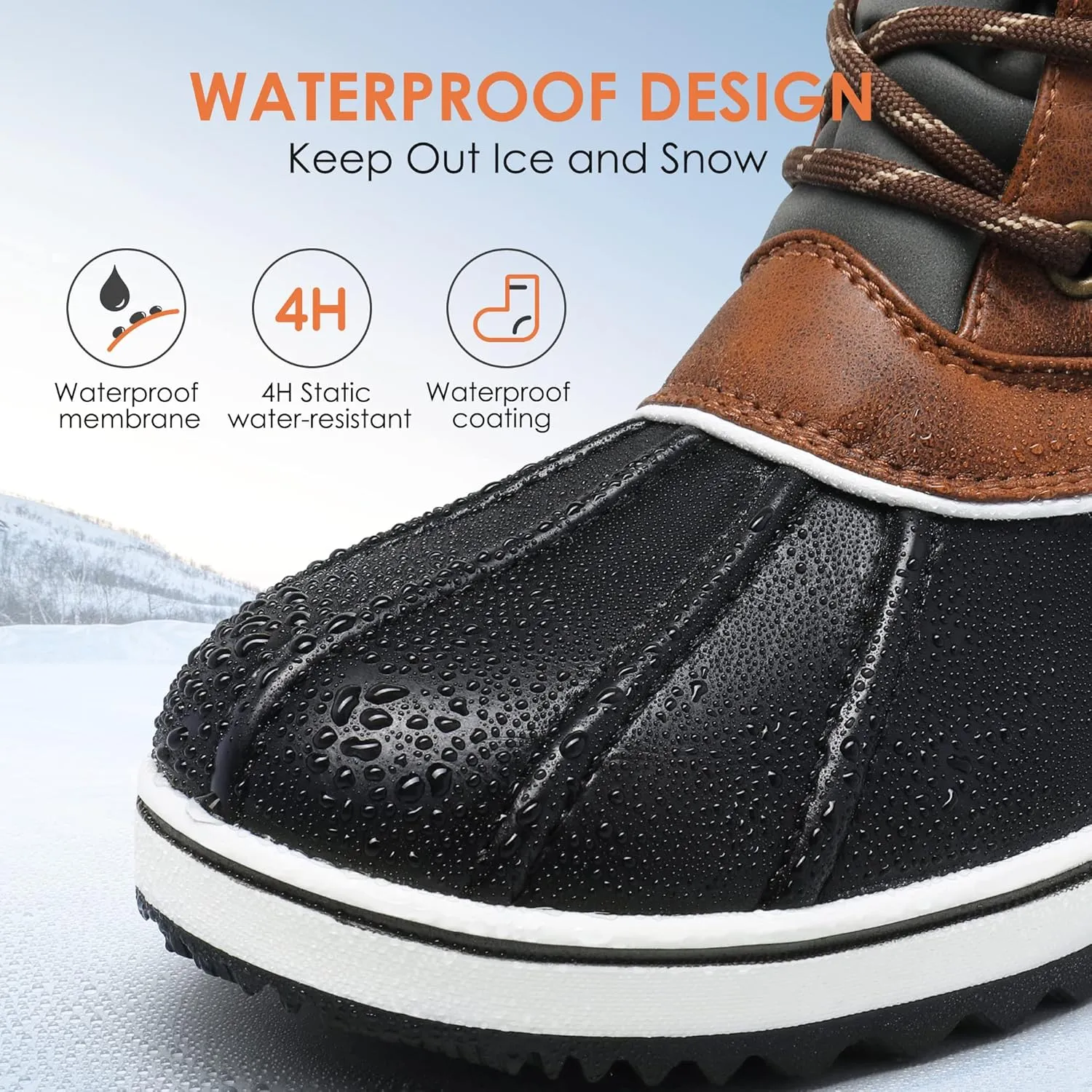 DREAM PAIRS Women's Mid Calf Waterproof Winter Snow Boots Monte
