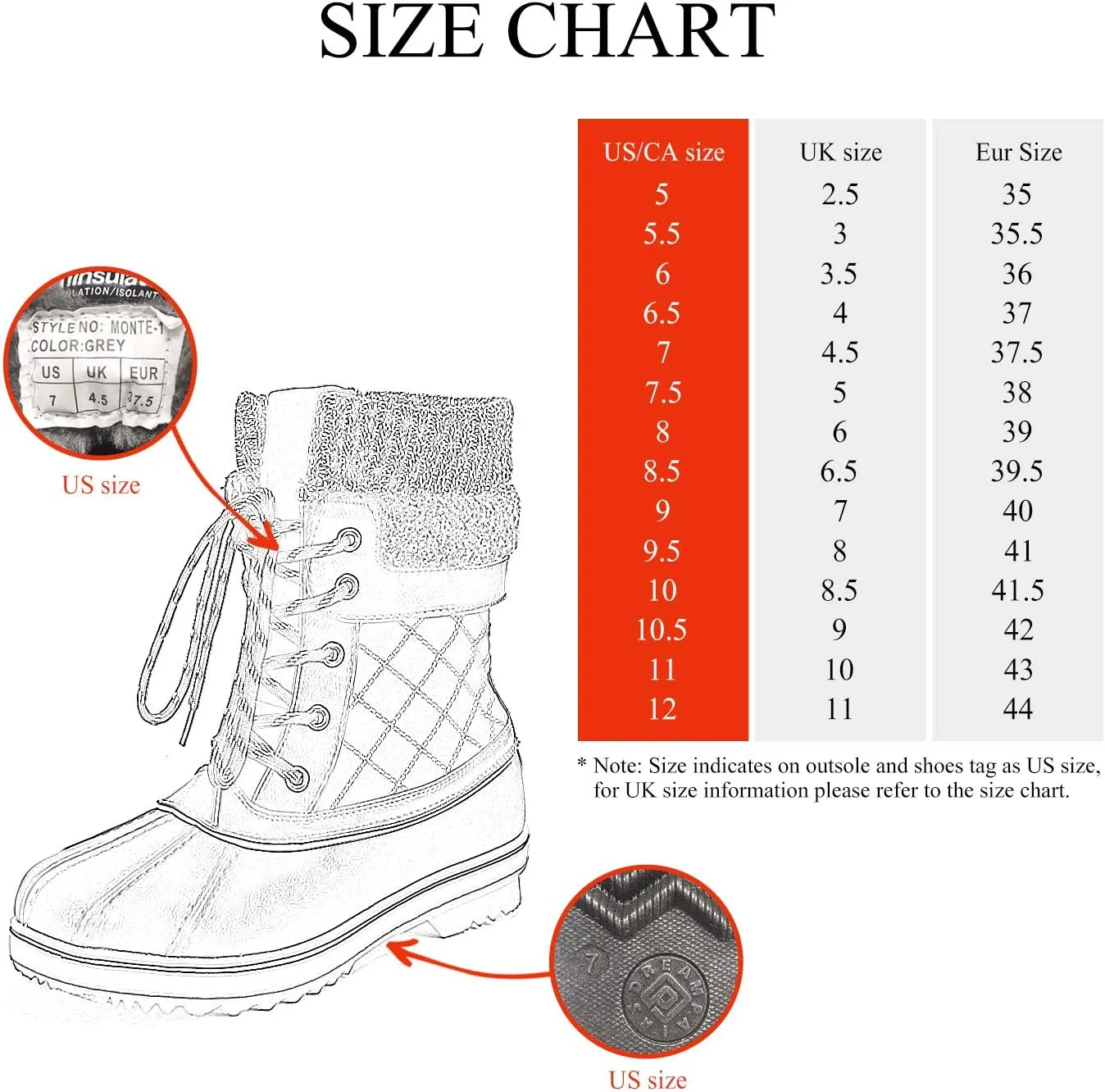 DREAM PAIRS Women's Mid Calf Waterproof Winter Snow Boots Monte