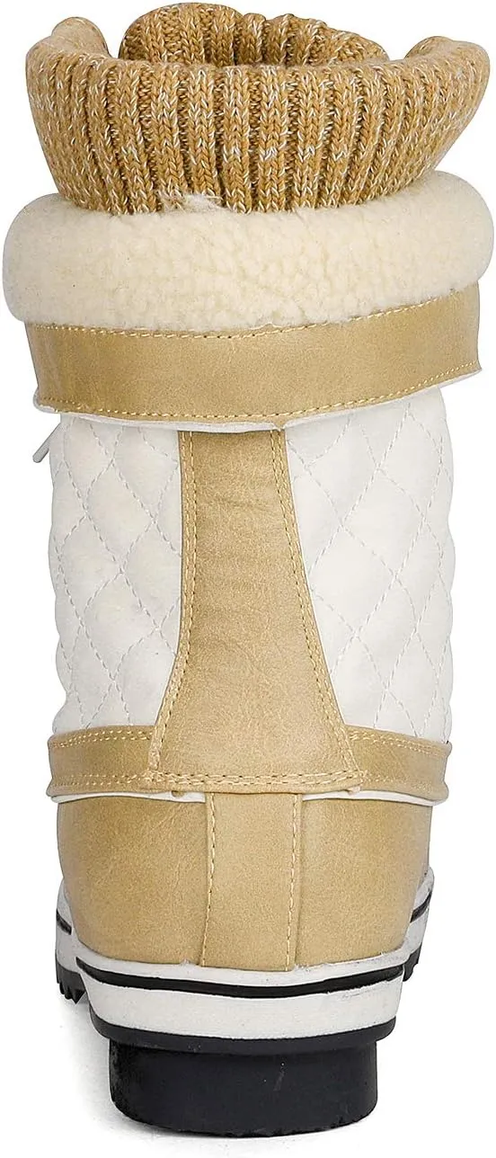 DREAM PAIRS Women's Mid Calf Waterproof Winter Snow Boots Monte