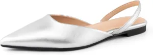 DREAMCIA Slingback Flats for Women, Pointed-Toe Ballet Flats with Buckle Strap for Elegant Women，Classic Low Heel Dress Shoes for Casual Work Office Party