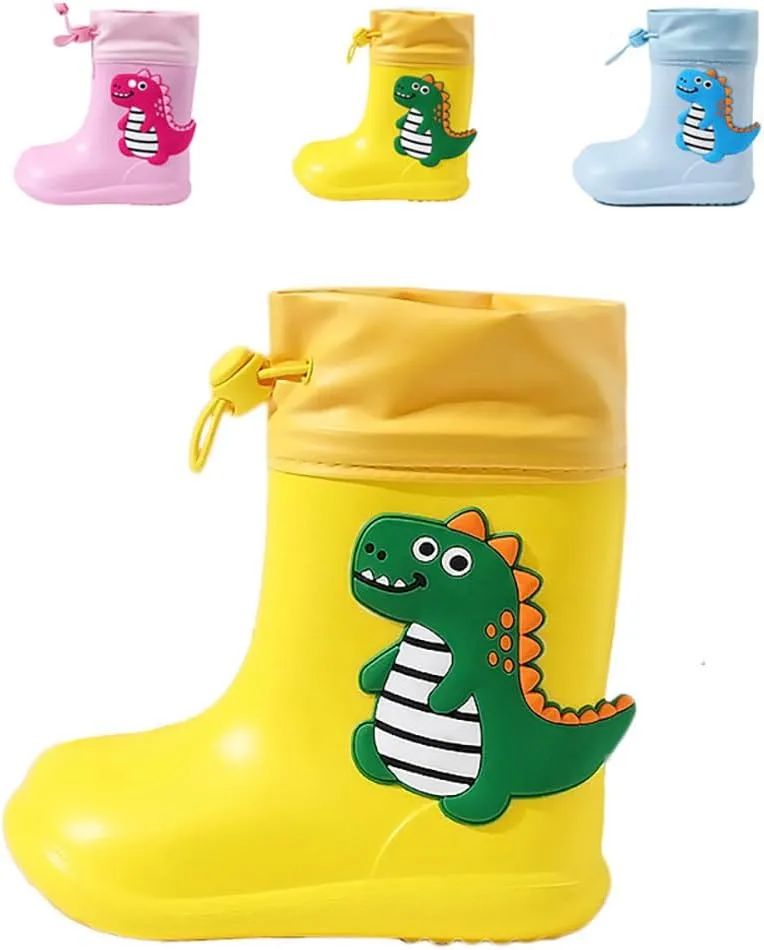 Drecage Kids Rain Boots Waterproof Lightweight EVA Rain Shoes for Toddler Girls Boys, with Elastic Cuff Ankle and Non-Slip Sole