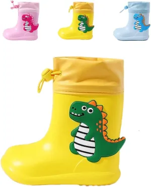 Drecage Kids Rain Boots Waterproof Lightweight EVA Rain Shoes for Toddler Girls Boys, with Elastic Cuff Ankle and Non-Slip Sole
