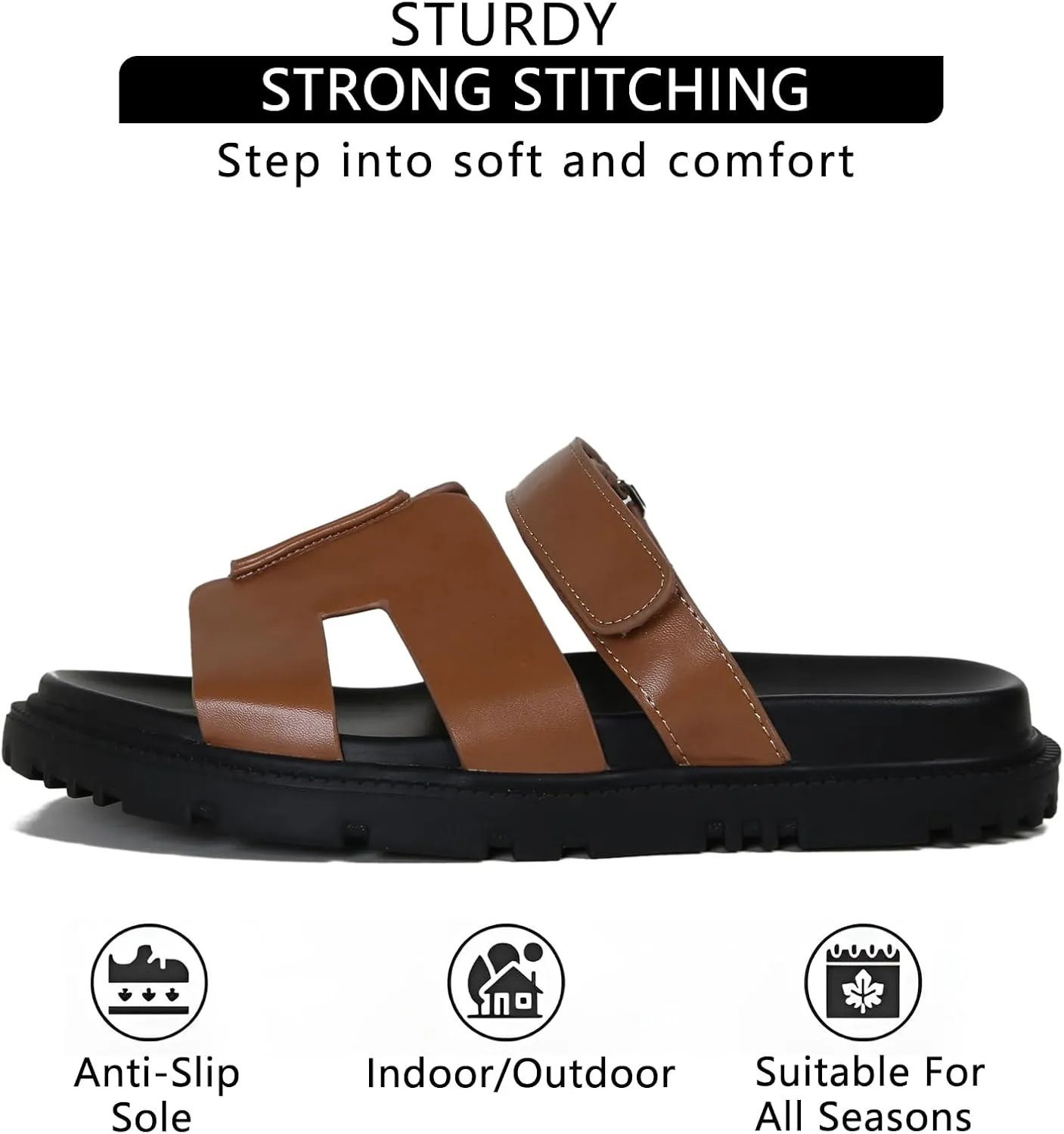 Dumalum Flat Slide Sandals for Women, Slip on Platform Sandals Dressy Summer Shoes Open Toe Flats Sandals