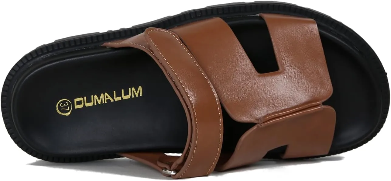 Dumalum Flat Slide Sandals for Women, Slip on Platform Sandals Dressy Summer Shoes Open Toe Flats Sandals